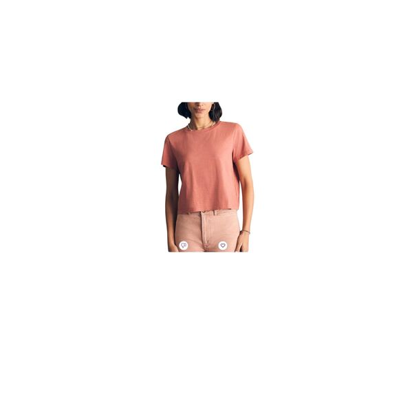 Faherty Sunwashed Organic Cotton Crop T-Shirt Small - Picture 2 of 6